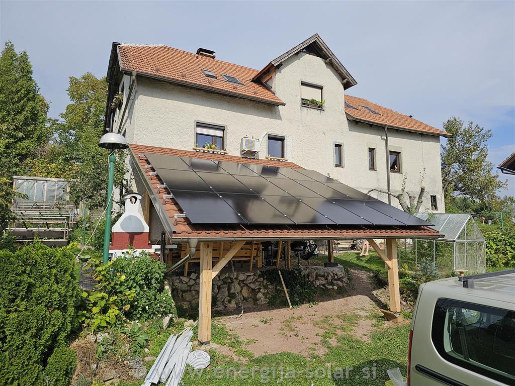 Sončna elektrarna, ki shranjuje viške v bateriji in ne oddaja v omrežje.